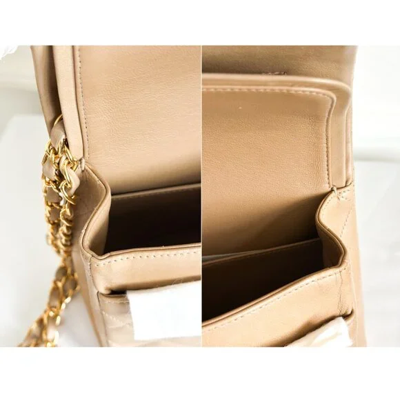 Chanel Double Flap Medium Bag Quilted Lambskin Beige - Picture 13 of 16